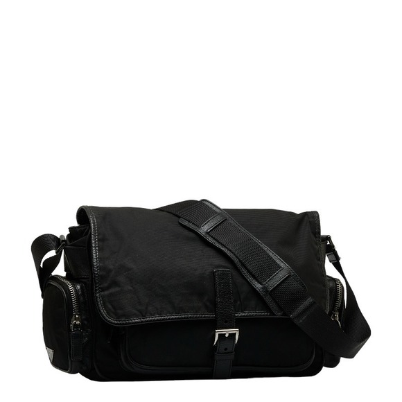 Prada Triangle Crossbody Logo Bag Black Shoulder Messenger Plate - Picture 1 of 12